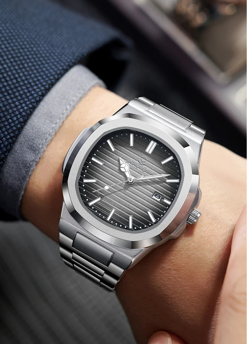Relógio Masculino de Luxo À Prova D'água SilverLuxury by Loja Bruna Modas