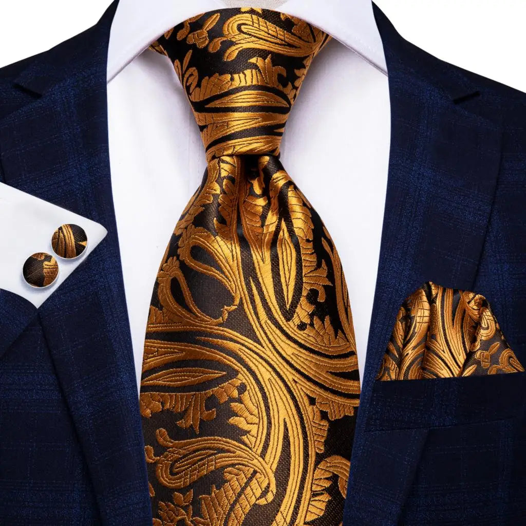 Conjunto de Gravata Masculina Estampada de Seda Jacquard