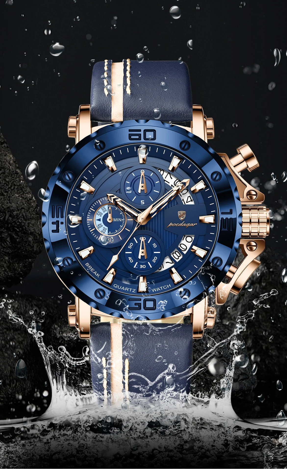 Relógio de Pulso Masculino Cronógrafo Mar Azul by Loja Bruna Modas