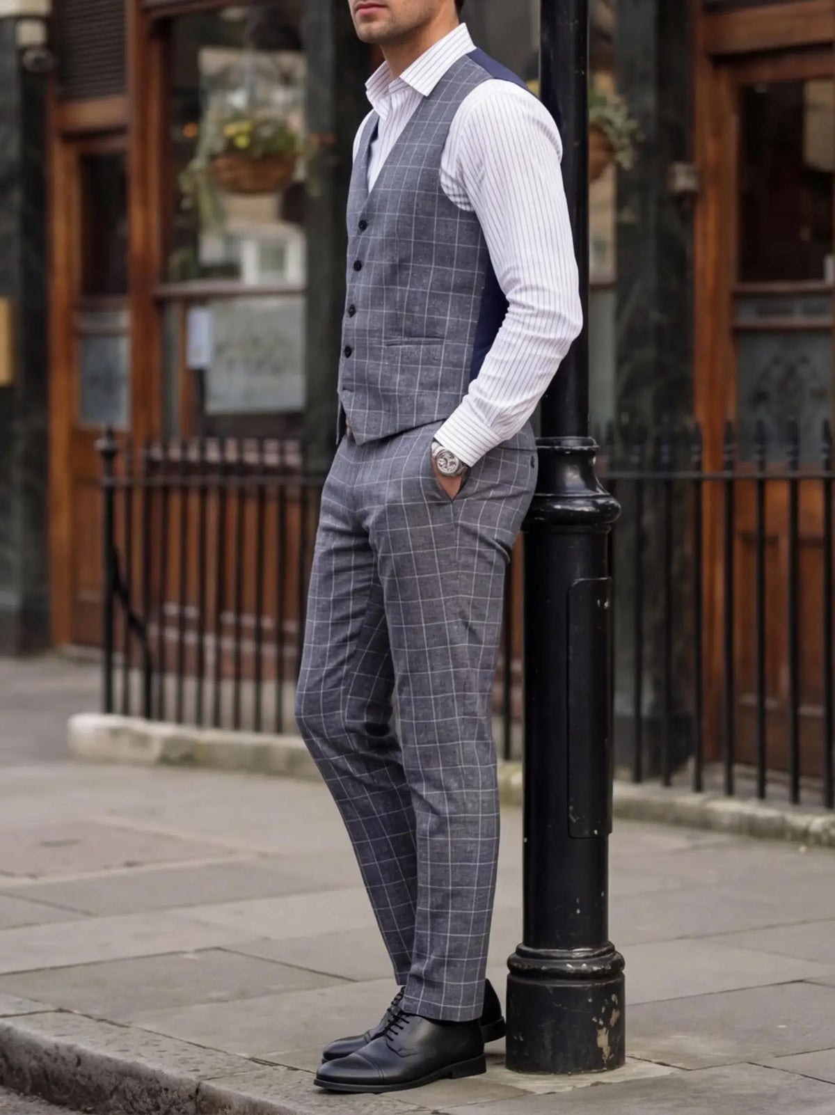 Conjunto Masculino de Colete e Calça Xadrez Magnate