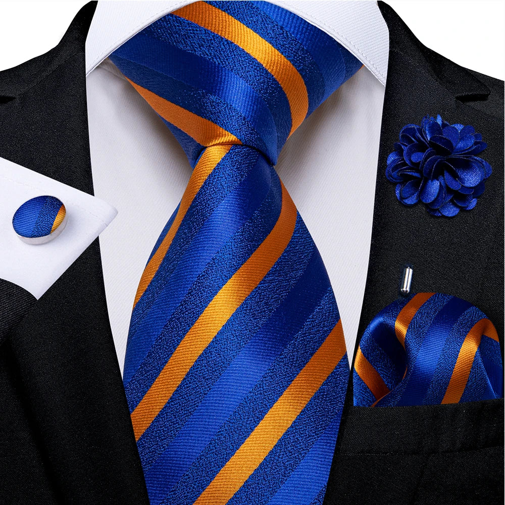 Kit de Gravata Masculina Floral de Luxo com Lenço de Bolso