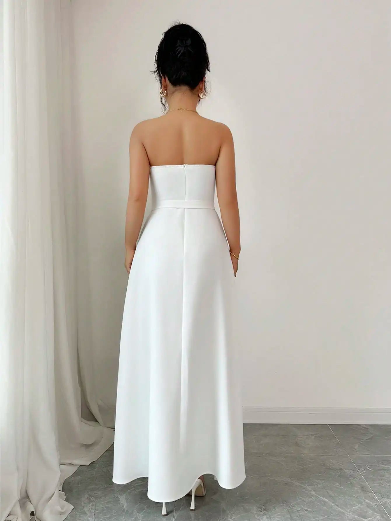 Vestido Longo Feminino Branco Costa Nua by Loja Bruna Modas
