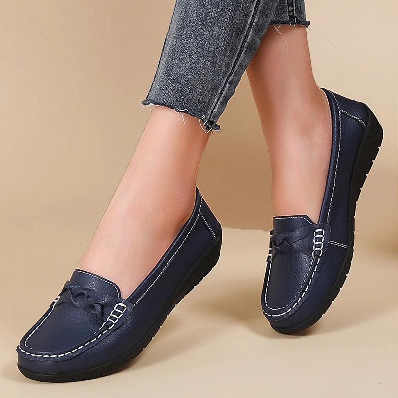 Mocassins de Couro Genuíno Feminino Conforto e Estilo Casual