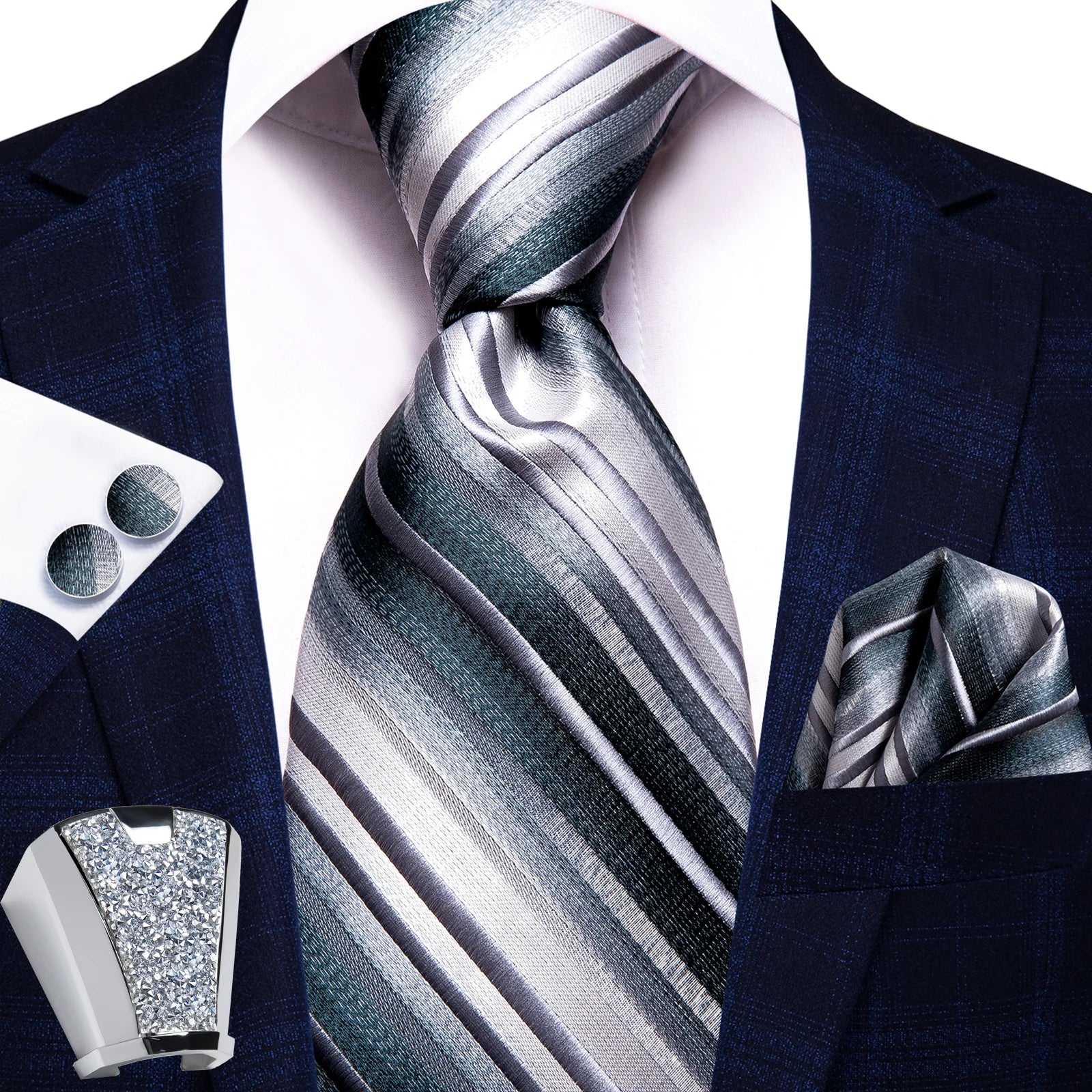 Gravata Masculina de Poliéster com Acessórios Design Exclusivo