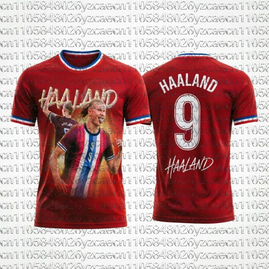 Camisa Masculina Esportiva T-Shirt Estrela de Futebol Halaand