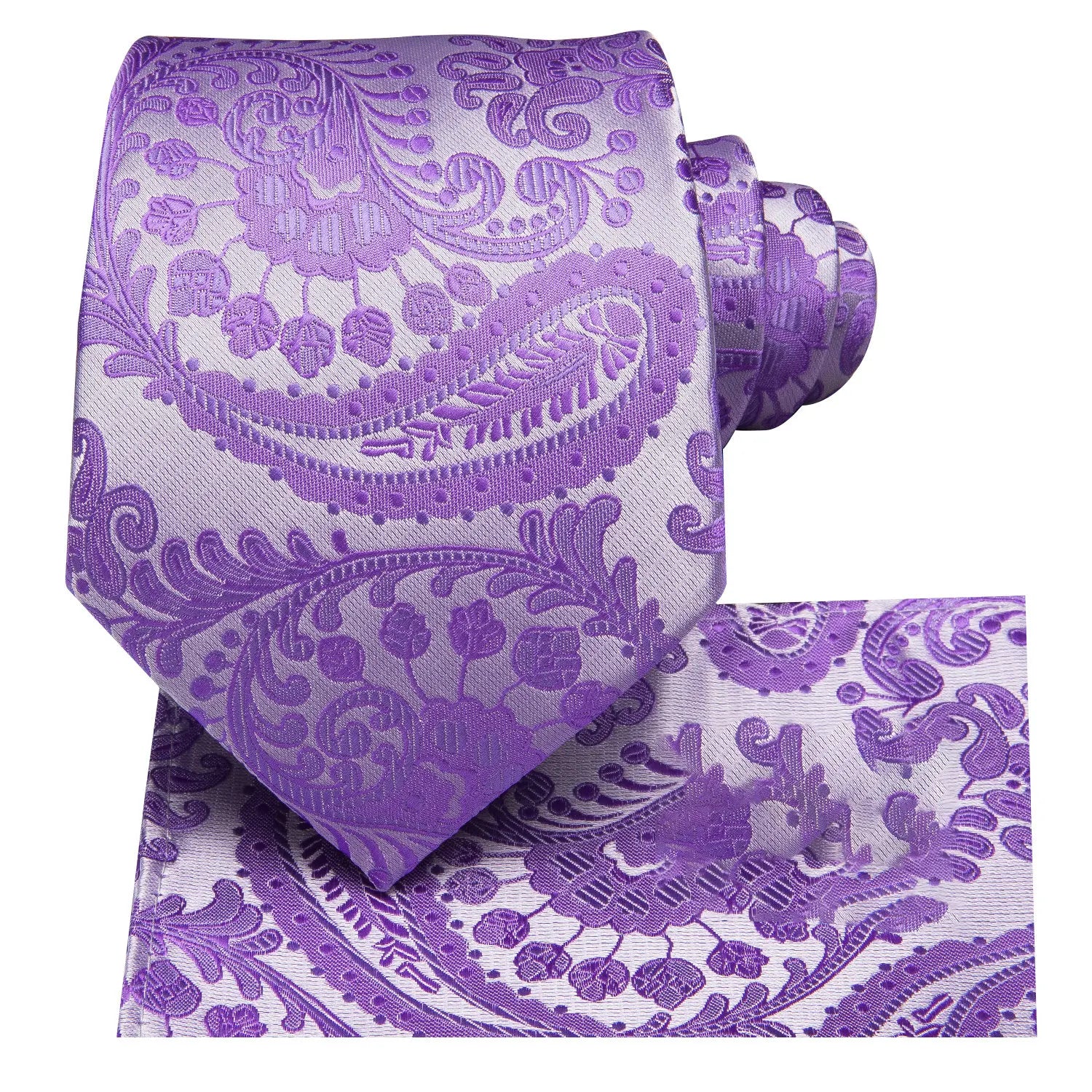 Gravata Masculina Roxo Floral com Lenço de Bolso