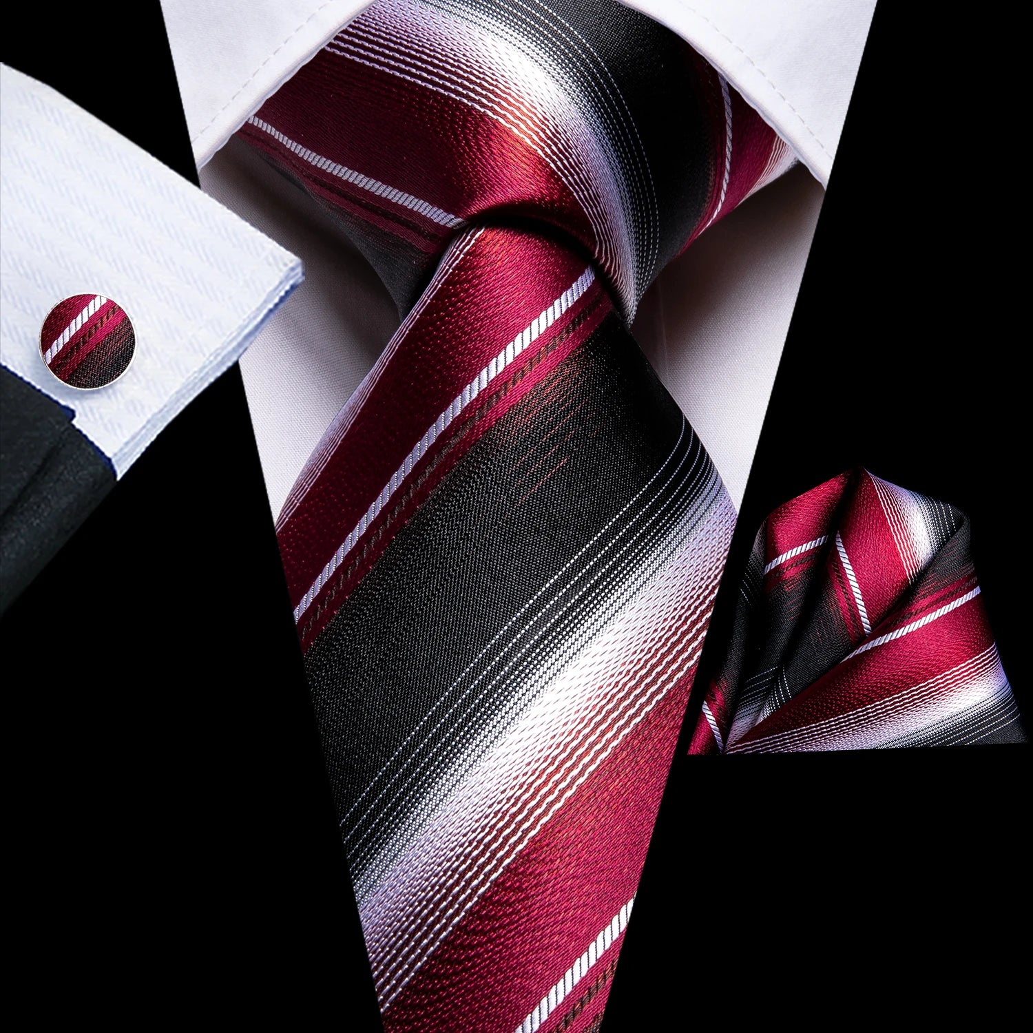 Kit de Gravata Masculina com Abotoaduras Pisa