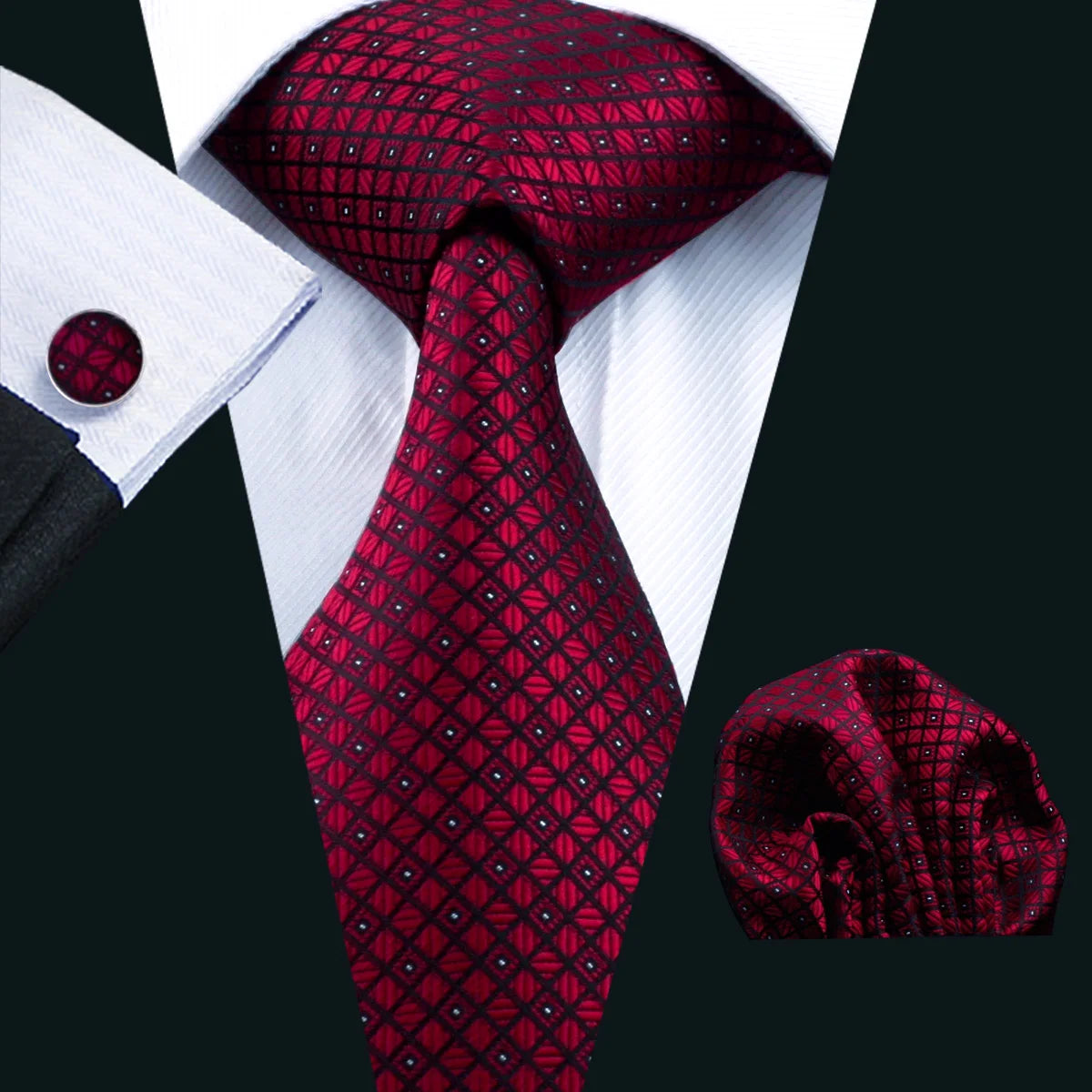 Kit Gravata Masculina Social Luxo com Design Elegante e Abotoaduras 8,5 cm