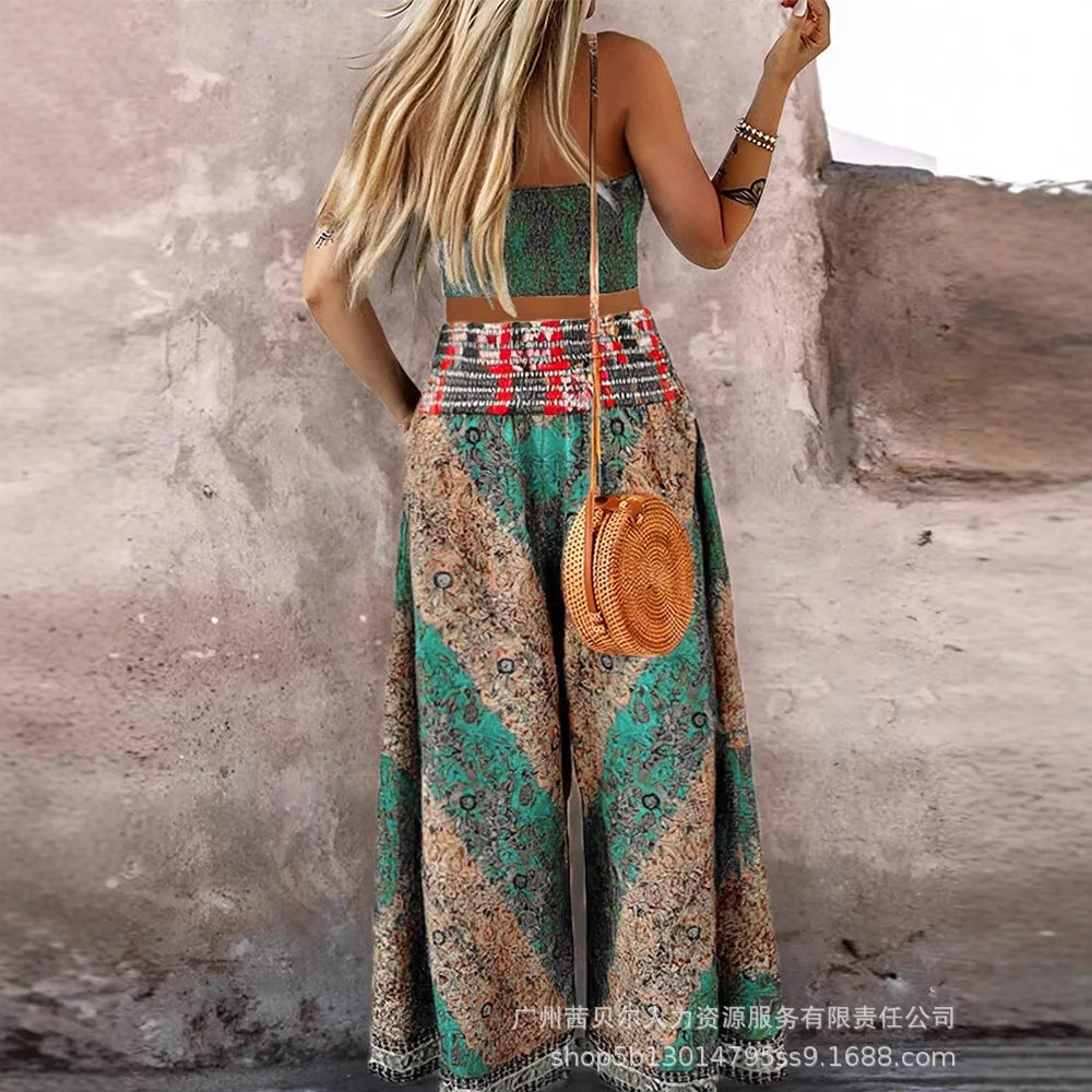 Conjunto Tribal Feminino 2 Peças – Top + Calça Larga