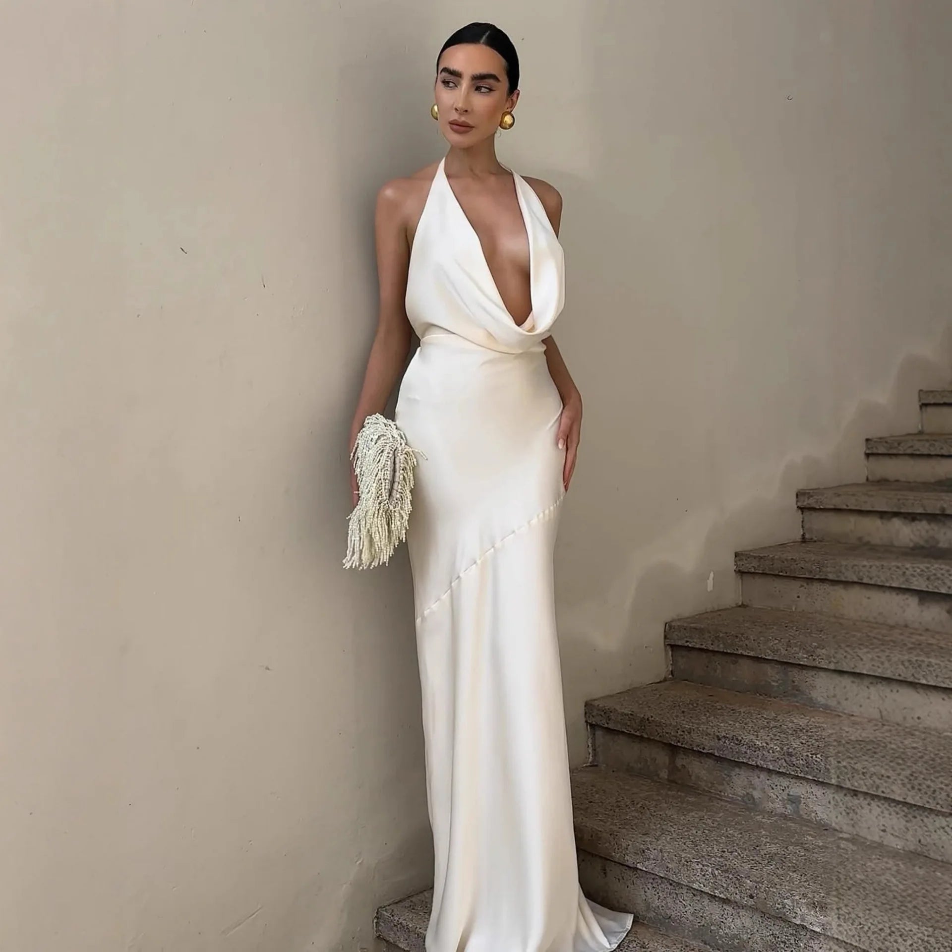 Vestido Longo Feminino de Festa Costa Nua