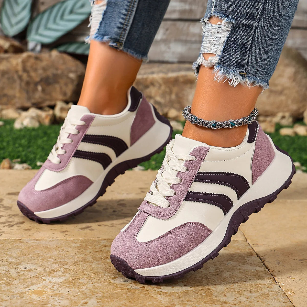 Tênis Feminino Casual Couro PU Antiderrapante e Confortável