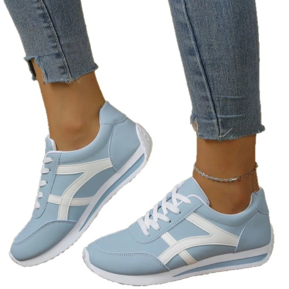 Tênis Feminino Casual de Couro PU Antiderrapante