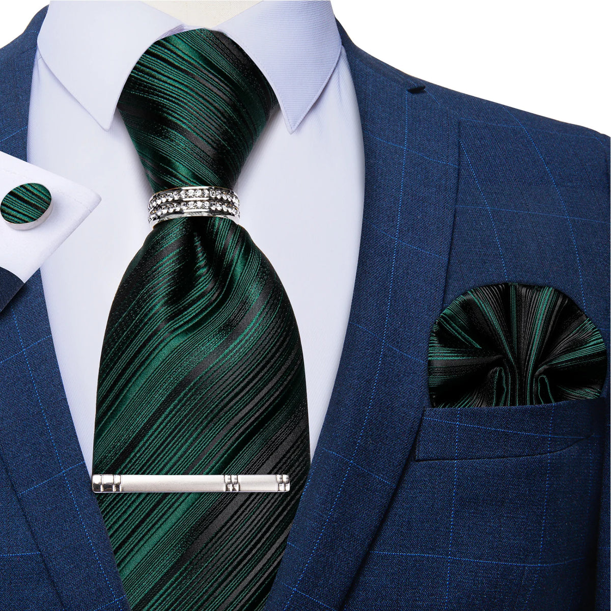 Gravata Masculina Plissada de Luxo com Acessórios