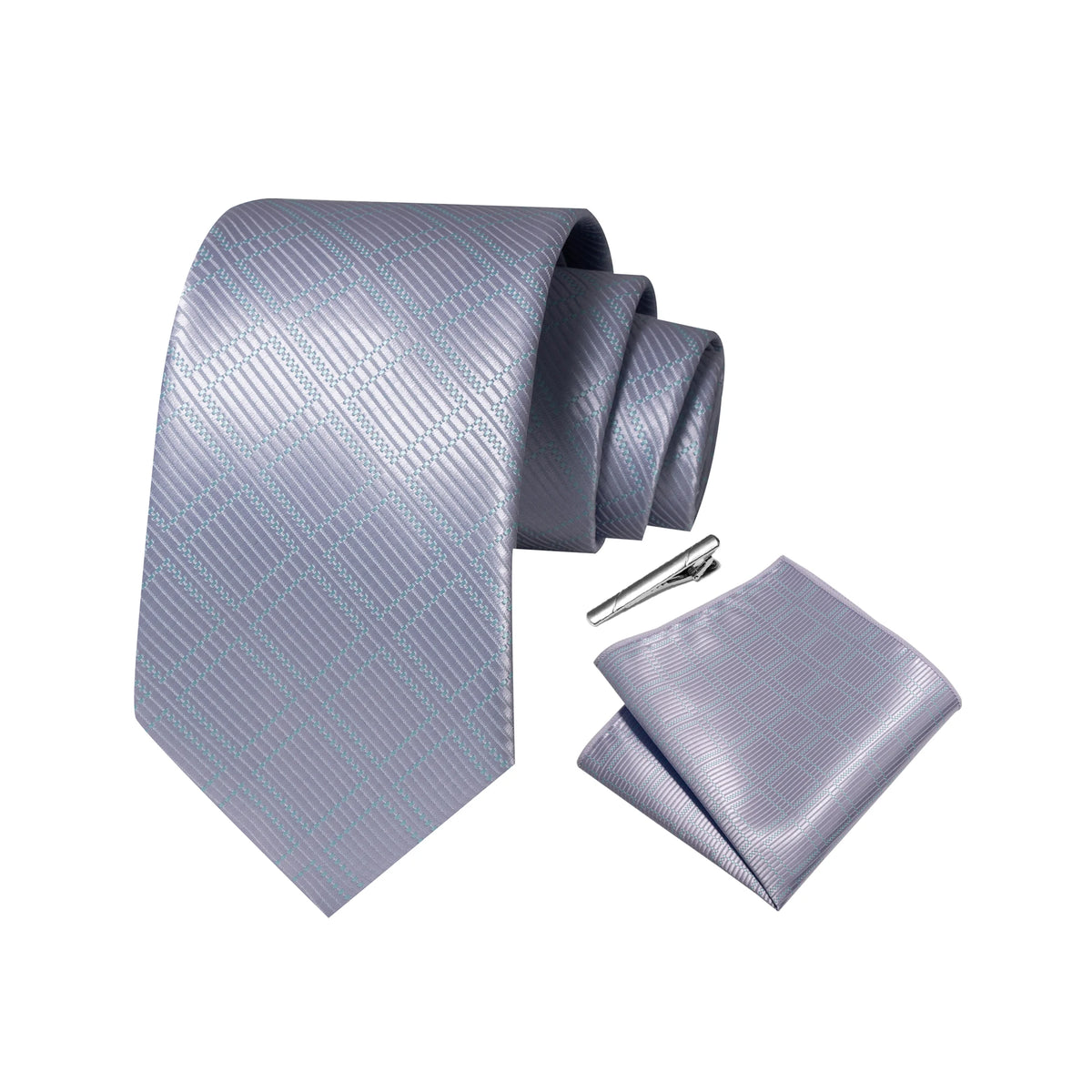 Gravata Masculina Poliéster com Estampa Paisley com Lenço de Bolso