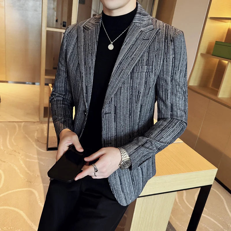 Blazer Masculino Xadrez Estilo Britânico Elegante e Moderno