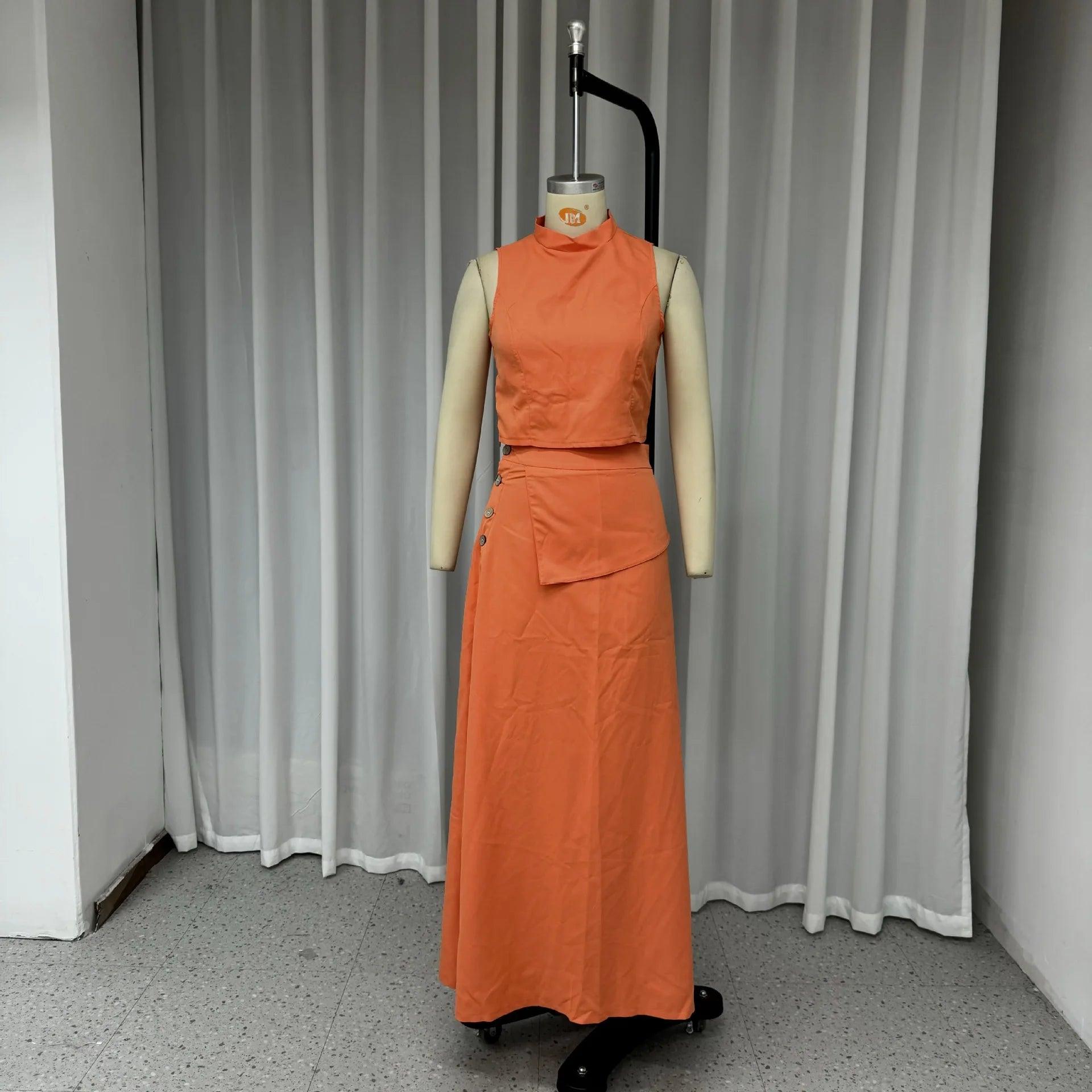 Conjunto Feminino Elegante de Saia e Top Sem Mangas