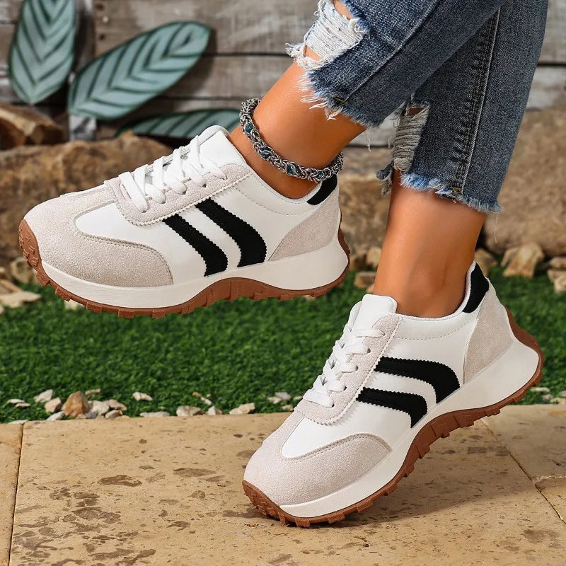 Tênis Feminino Casual Couro PU Antiderrapante e Confortável