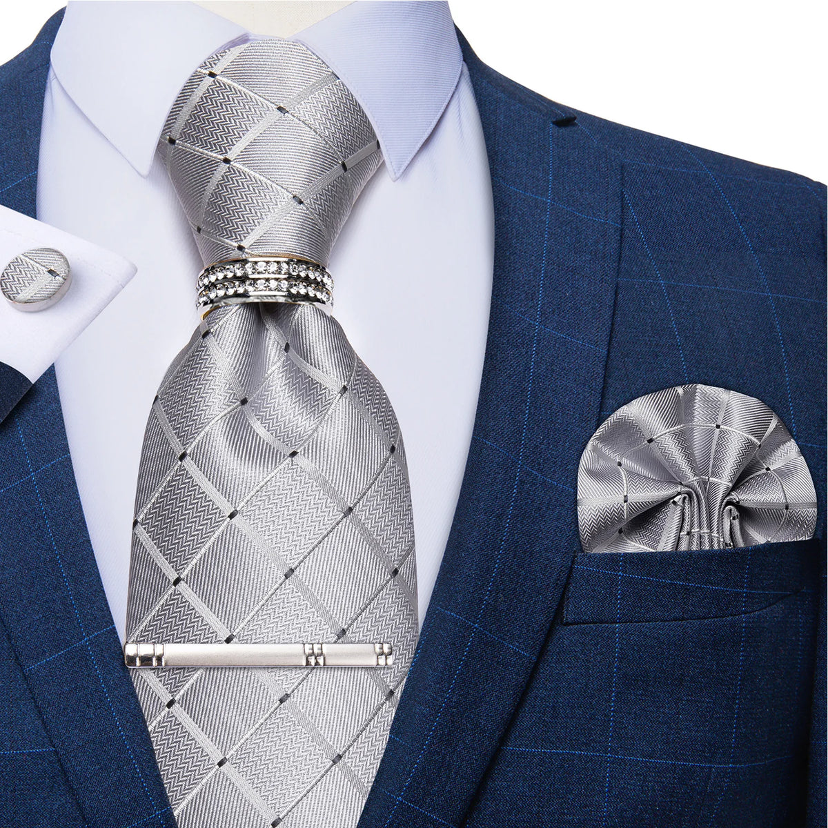 Gravata Masculina Plissada de Luxo com Acessórios