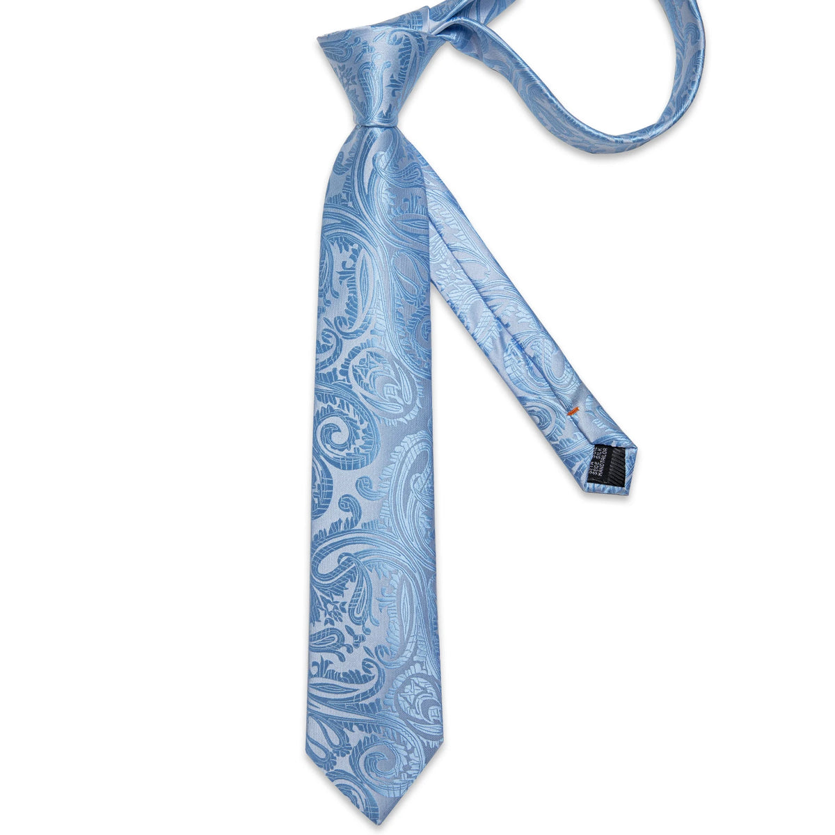 Gravata Masculina de Luxo Azul Claro com Estampa Paisley by Loja Bruna Modas