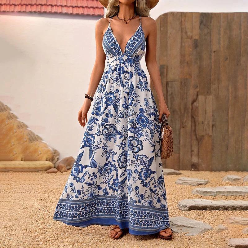 Vestido Longo Feminino de Alça Havaiana