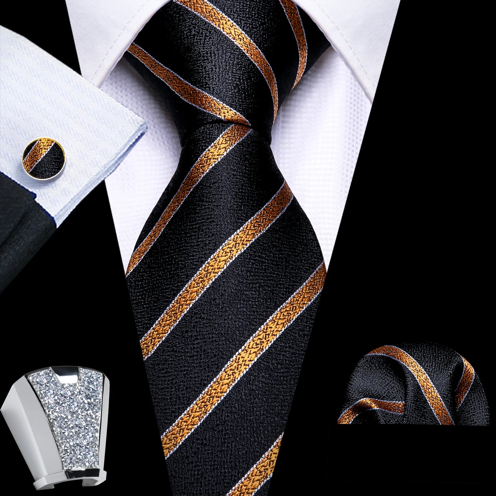 Gravata Masculina de Poliéster com Acessórios Design Exclusivo