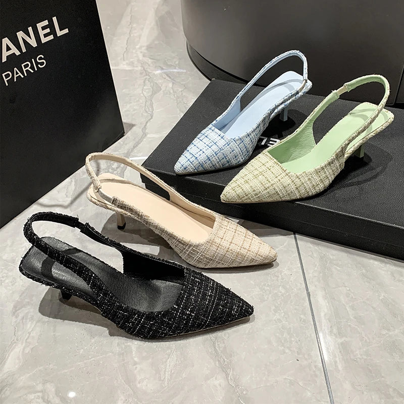 Sapato Feminino Slingback Salto Alto de Luxo by Loja Bruna Modas