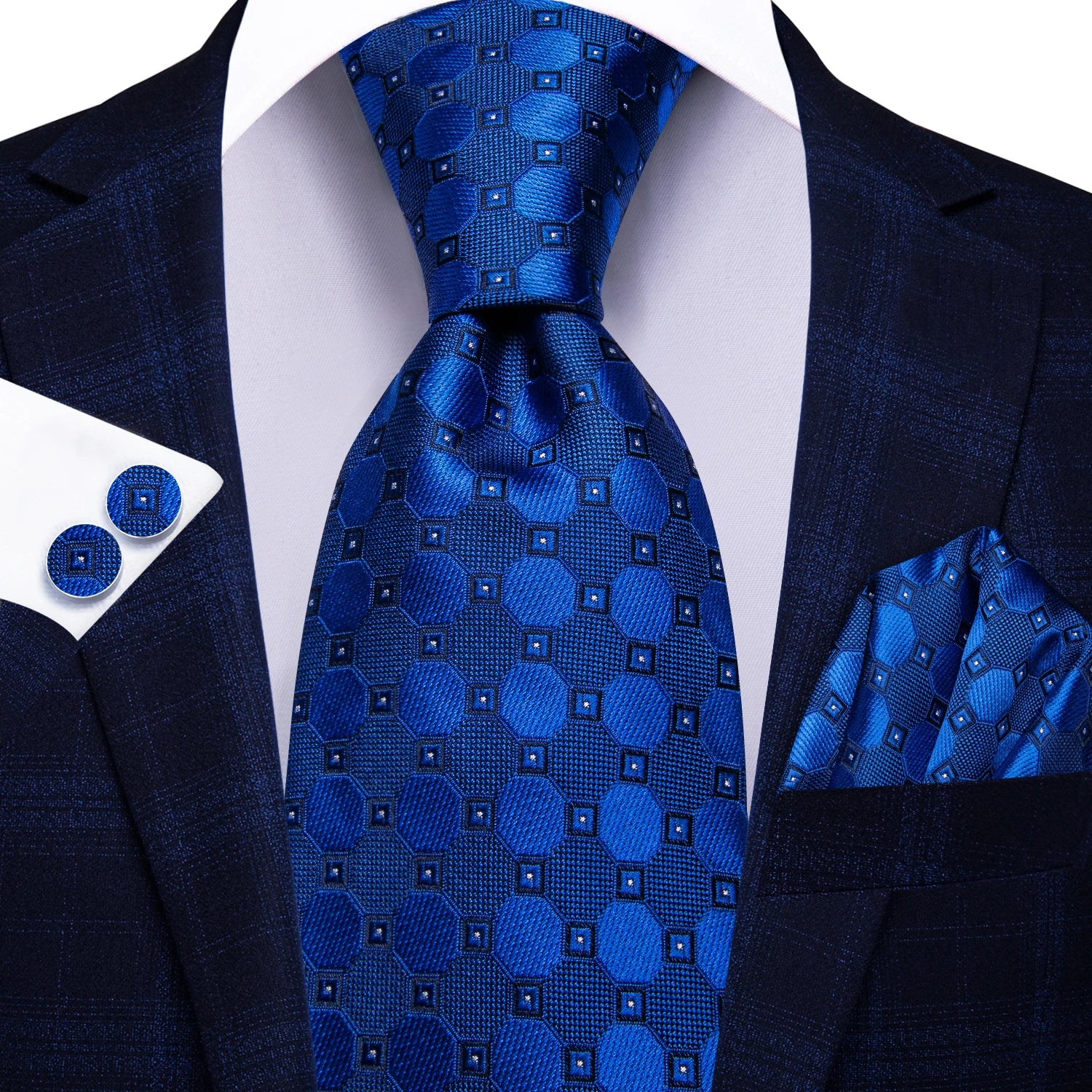 kIt Gravata Masculina Hi Tie Jacquard com Lenço e Abotoaduras – Alta Qualidade