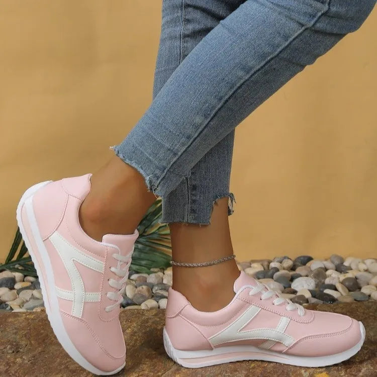 Tênis Feminino Casual de Couro PU Antiderrapante