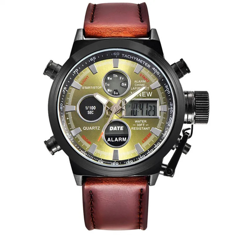 Relógio Masculino Cronógrafo com Pulseira de Couro by Loja Bruna Modas