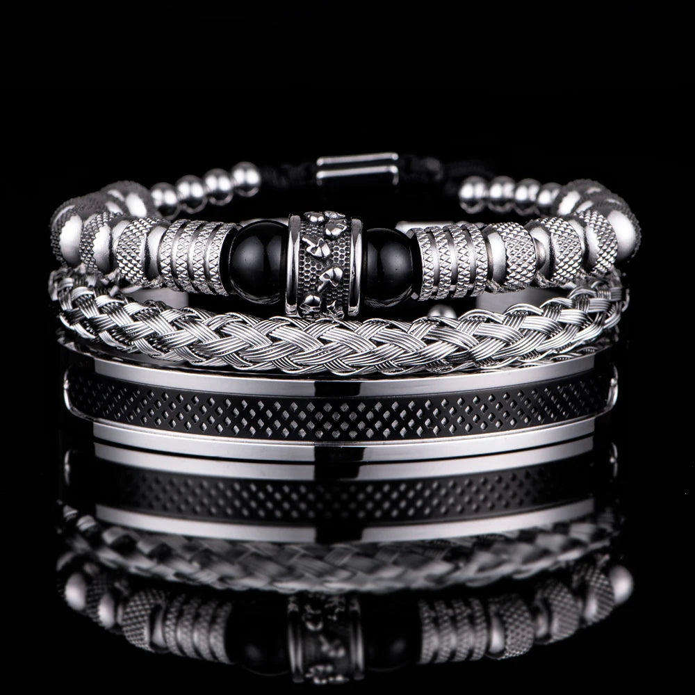 Conjunto de 3 Pulseiras Masculina Olho de Tigre