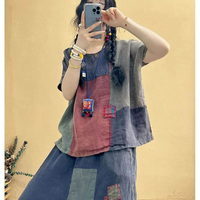 Conjunto Feminino Jeans de Duas Peças Vintage