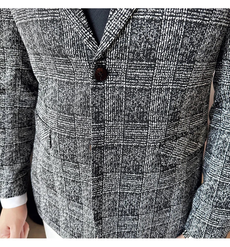 Blazer Masculino Xadrez Estilo Britânico Elegante e Moderno