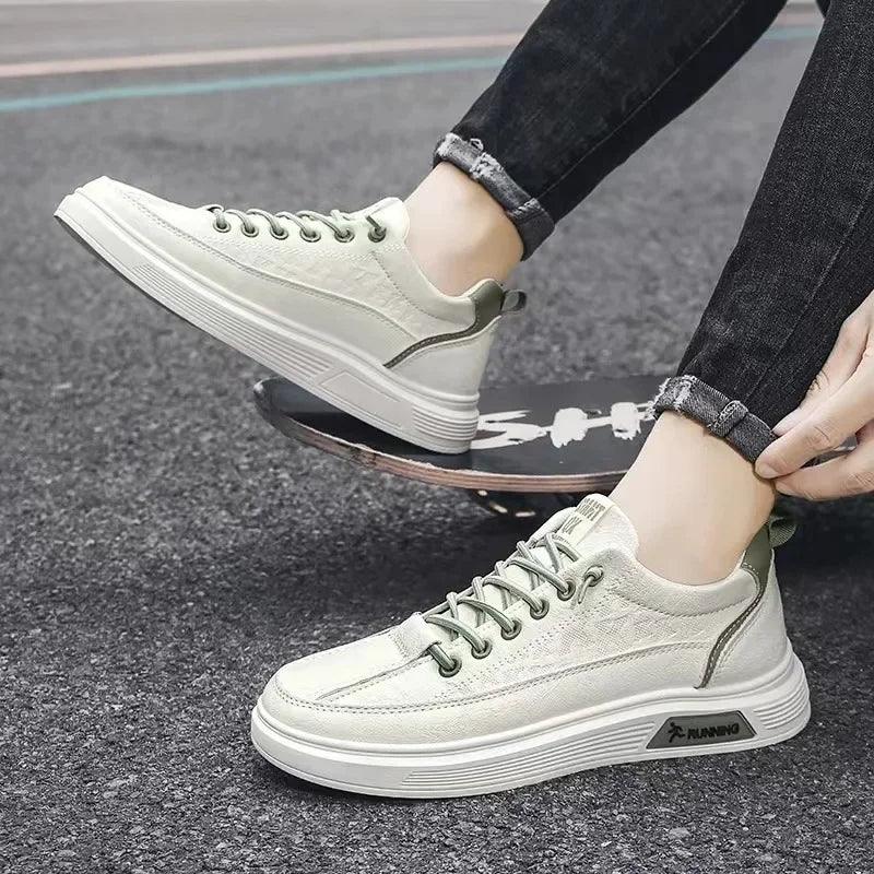 Tênis Casual Masculino de Couro PU com Conforto e Estilo