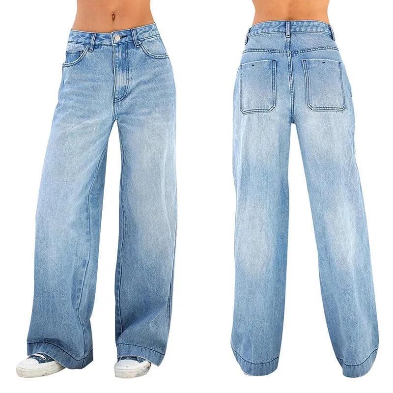 Calça Feminina Jeans Cintura Alta Streetwear