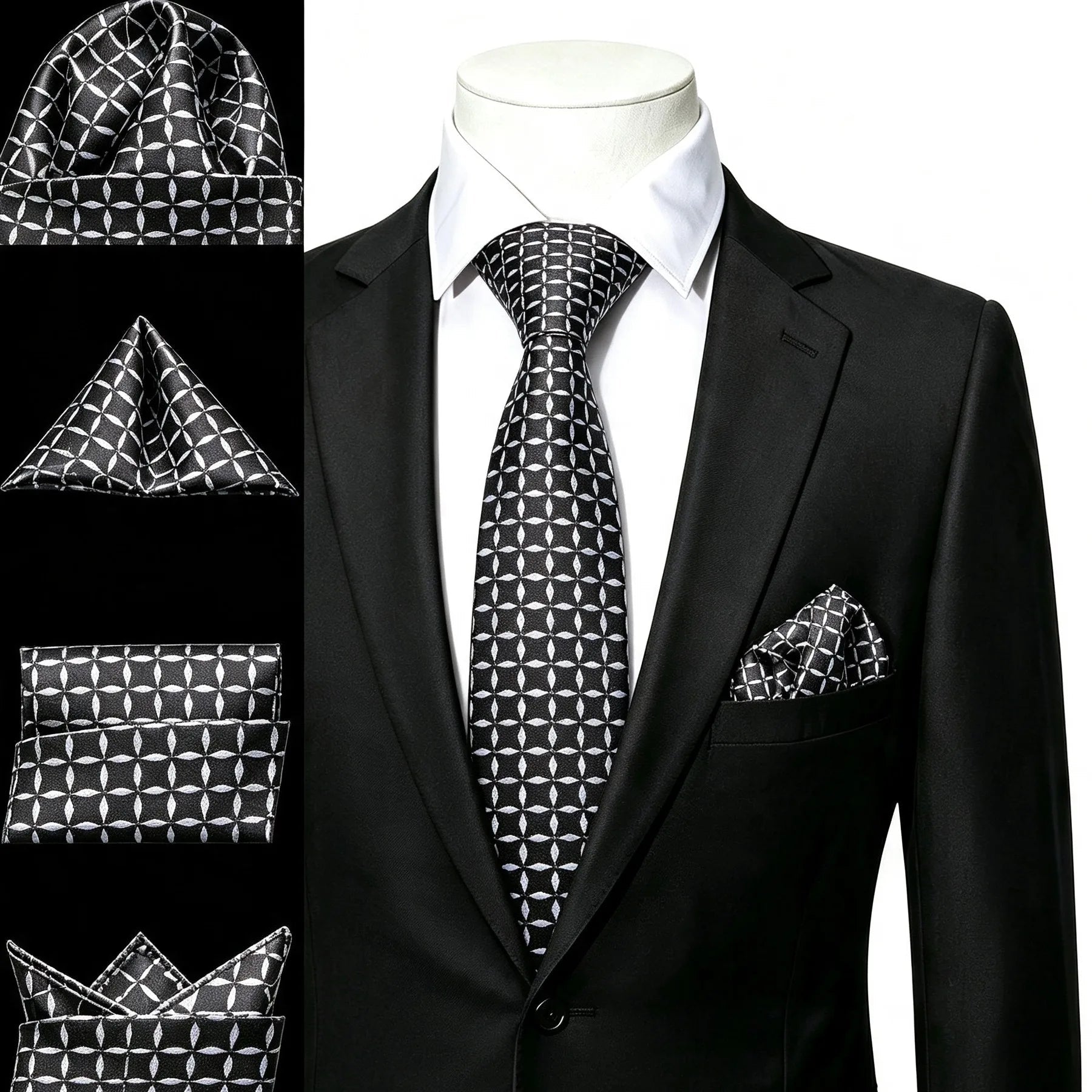 Gravata Masculina Xadrez com Lenço de Bolso