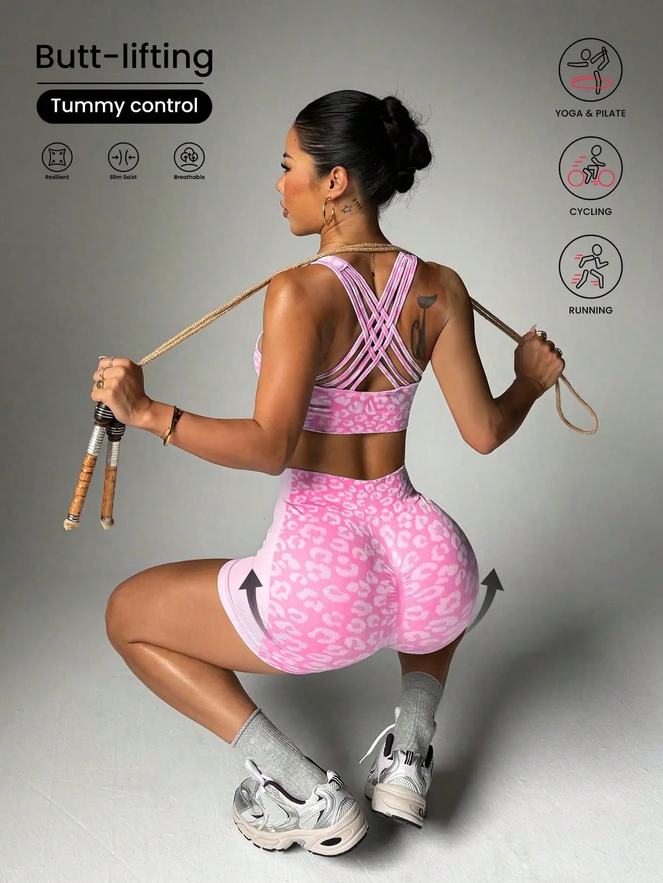 Conjunto Feminino Fitness Cintura Alta Short e Top