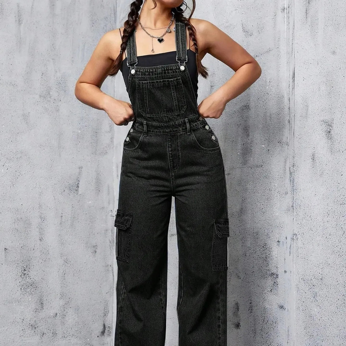 Macacão Feminino Jeans Cargo Rivatra