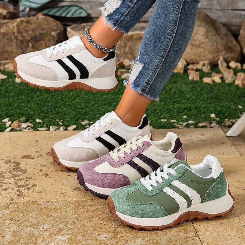 Tênis Feminino Casual Couro PU Antiderrapante e Confortável