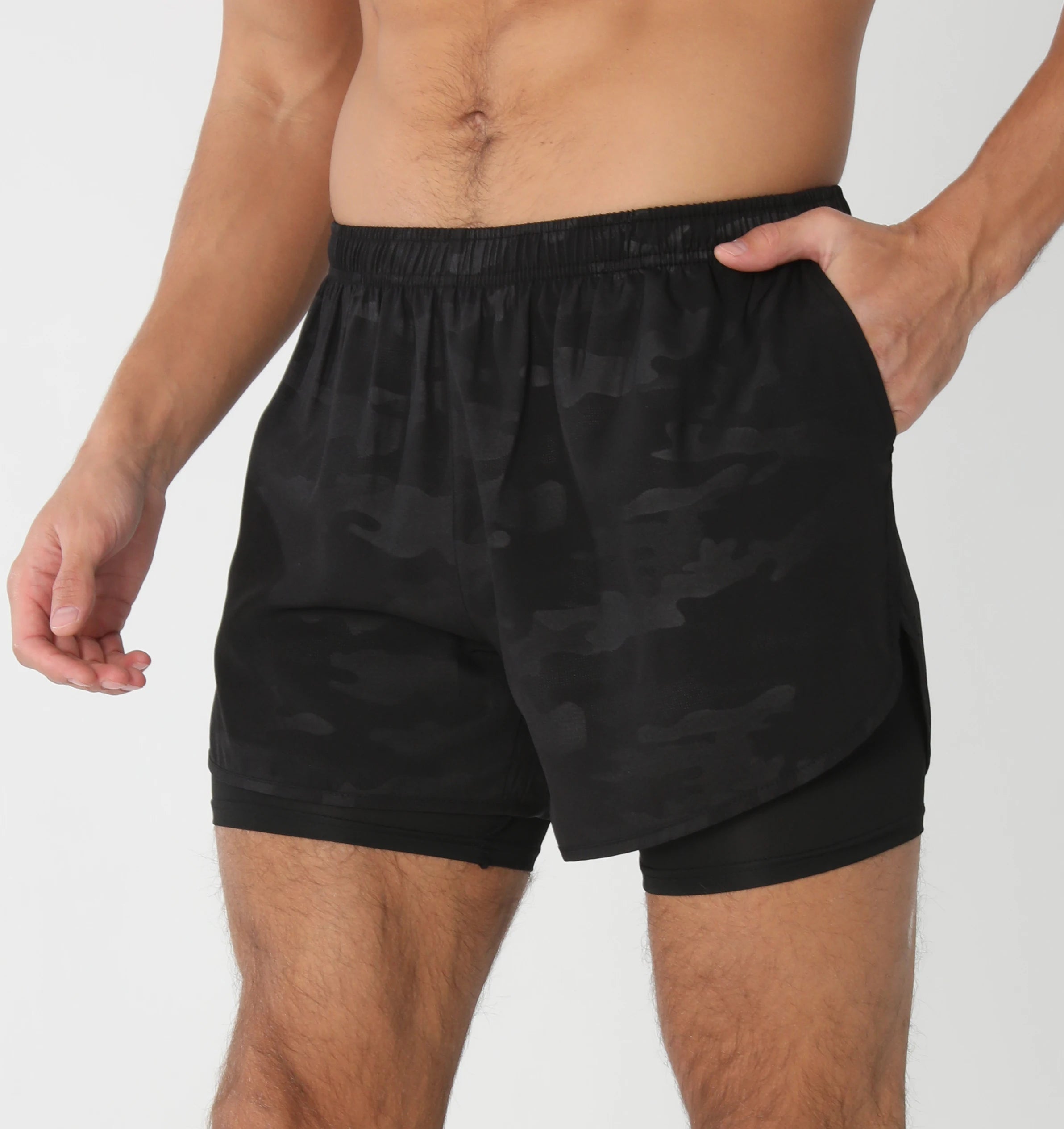 Short Masculino De Corrida Dupla Camada Secagem Rápida