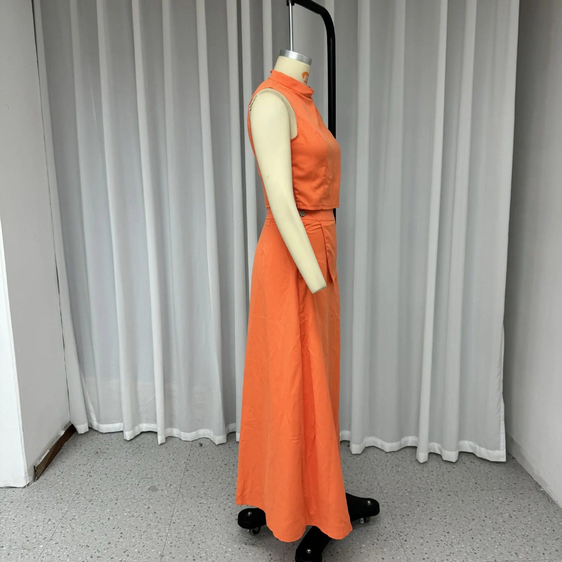 Conjunto Feminino Elegante de Saia e Top Sem Mangas