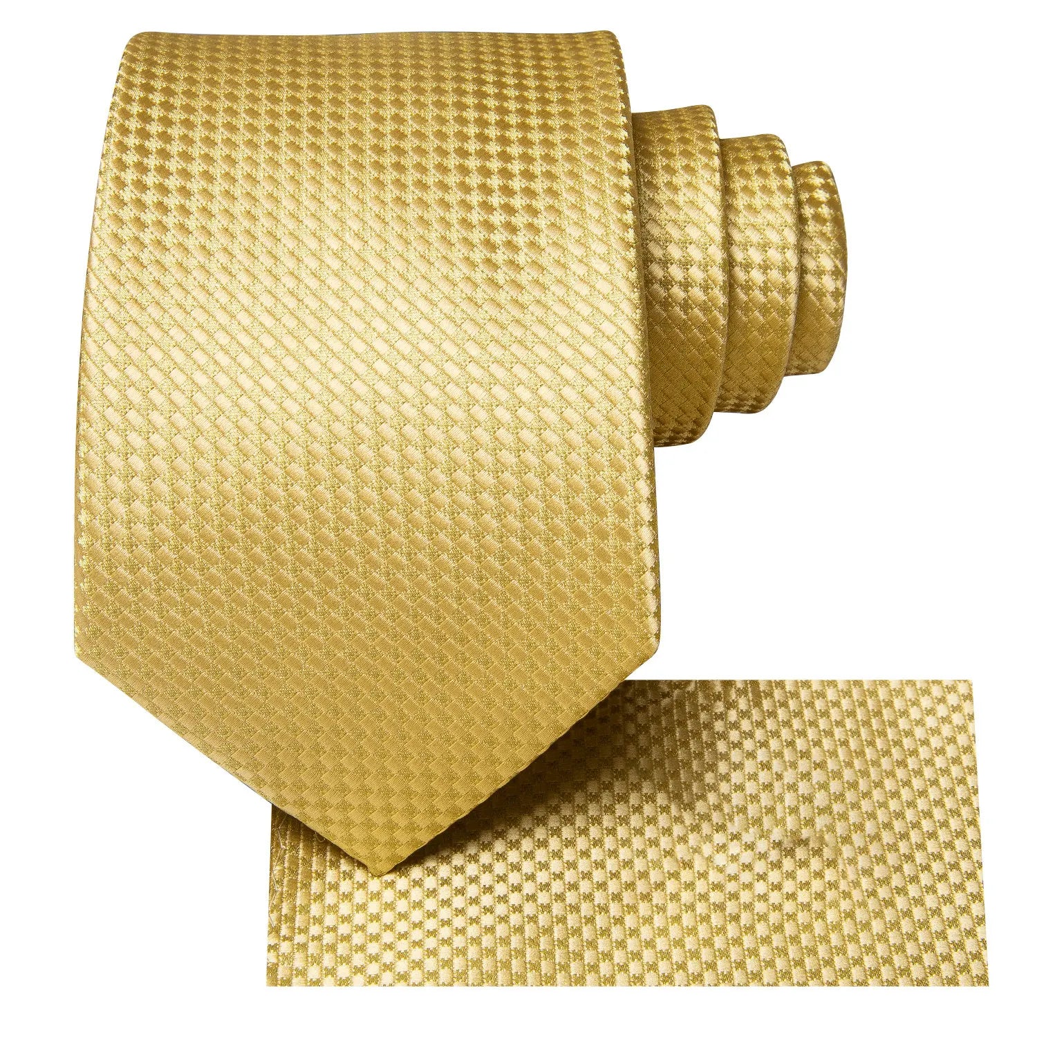 Gravata Masculina Poliéster Amarelo com Lenço de Bolso