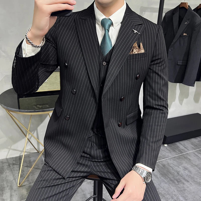 Terno Masculino Slim Listrado 3 Peças Valdoro