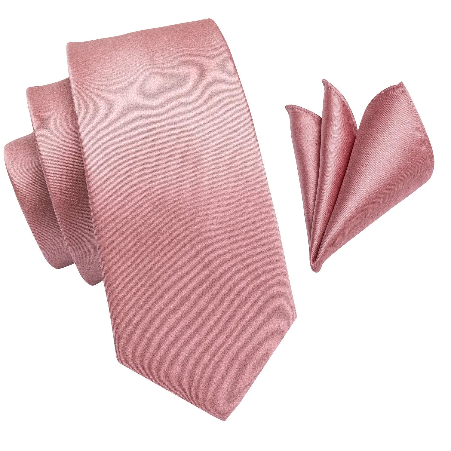 Gravata Masculina Poliéster Rosa com Lenço de Bolso