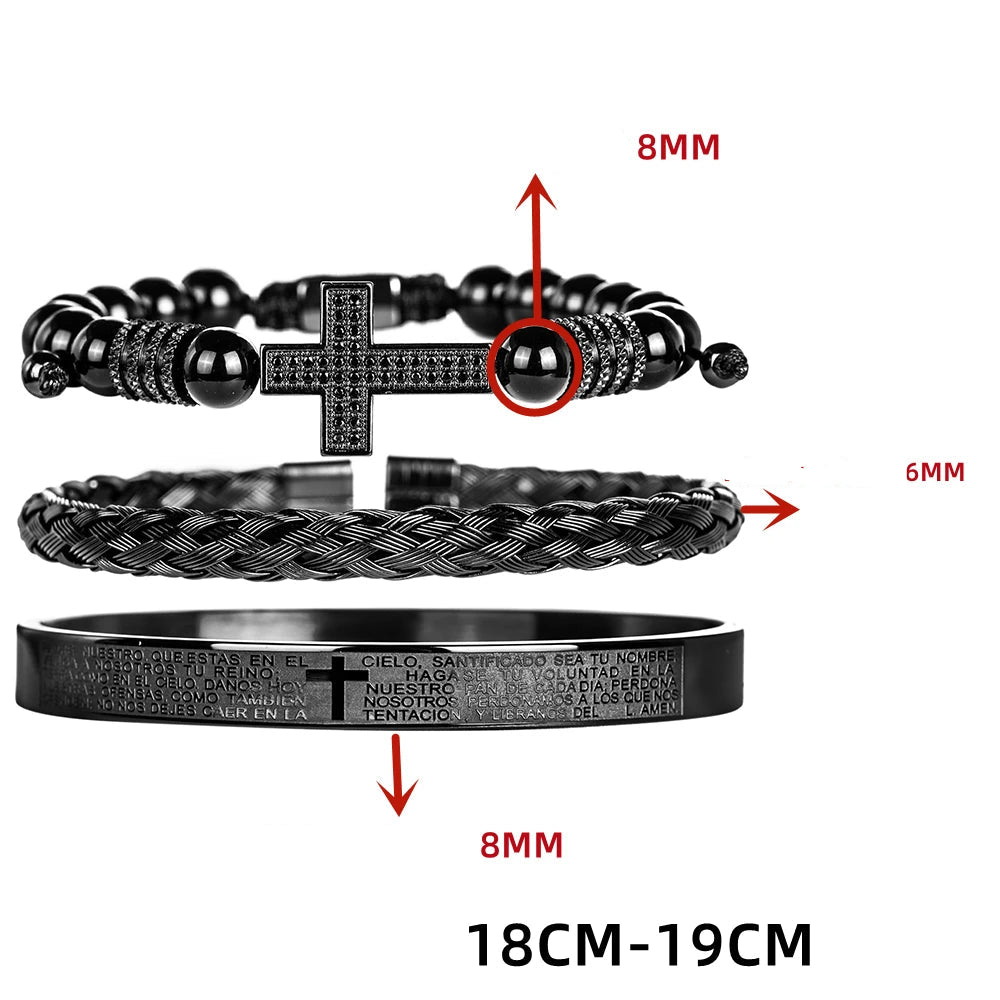 Pulseira Masculina Vintage com Contas de Ônix