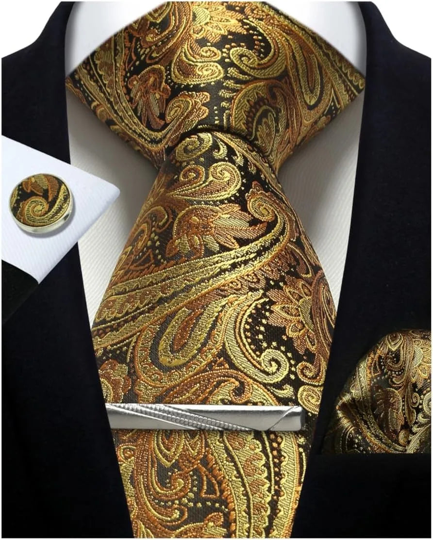 Kit de Gravata Floral Clássico Masculino de Seda EliteSet™