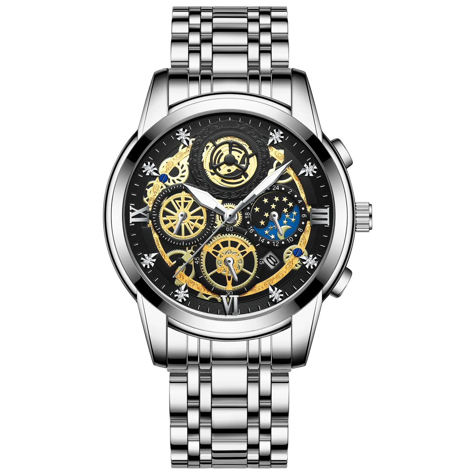 Relógio de Pulso Masculino Pulseira de Aço by Loja Bruna Modas