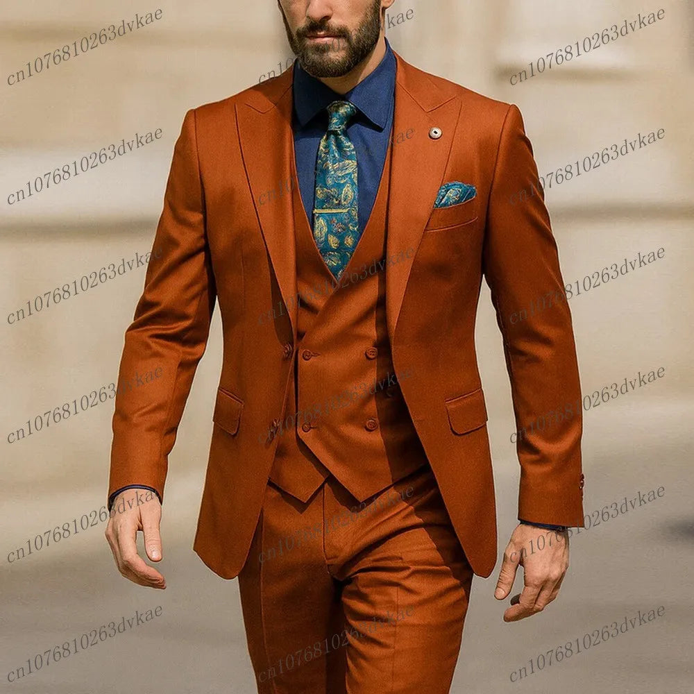 Terno Masculino Completo Laranja Escuro