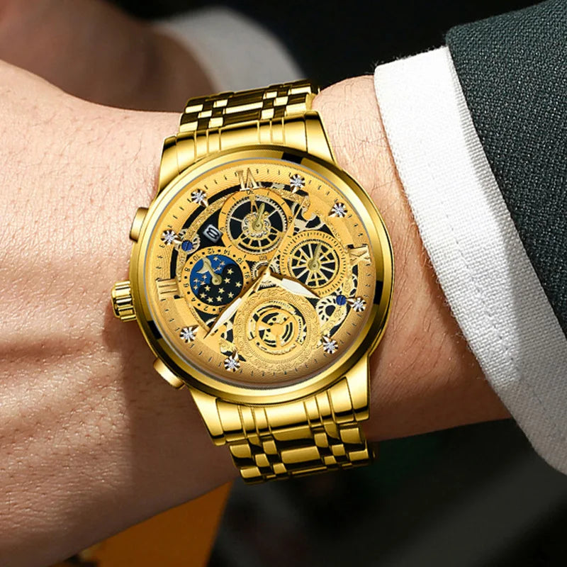 Relógio de Pulso Masculino Pulseira de Aço by Loja Bruna Modas