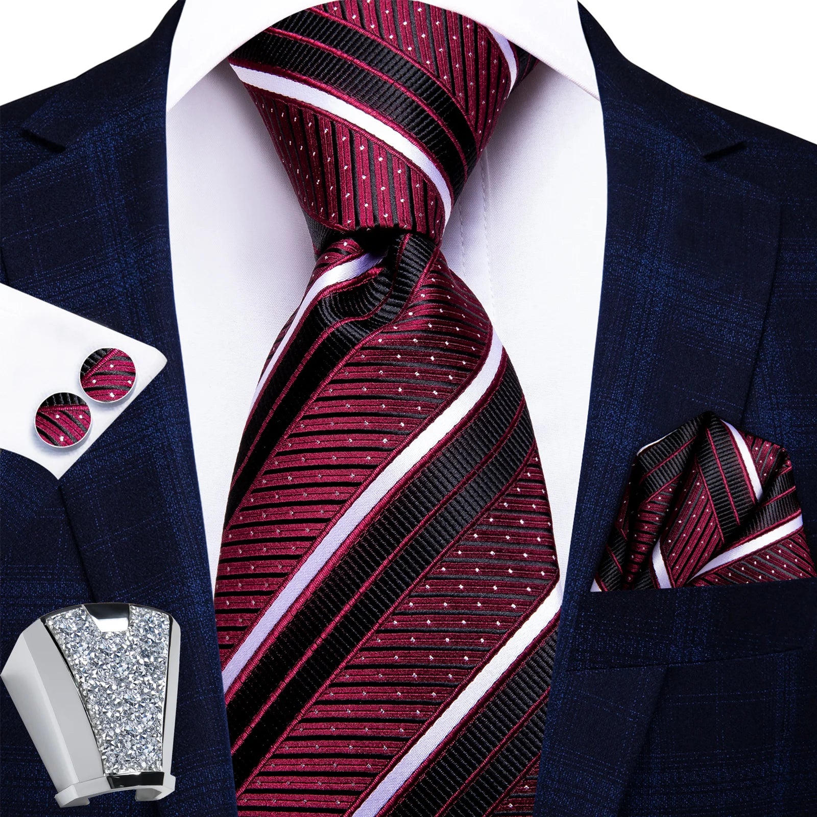 Gravata Masculina de Poliéster com Acessórios Design Exclusivo