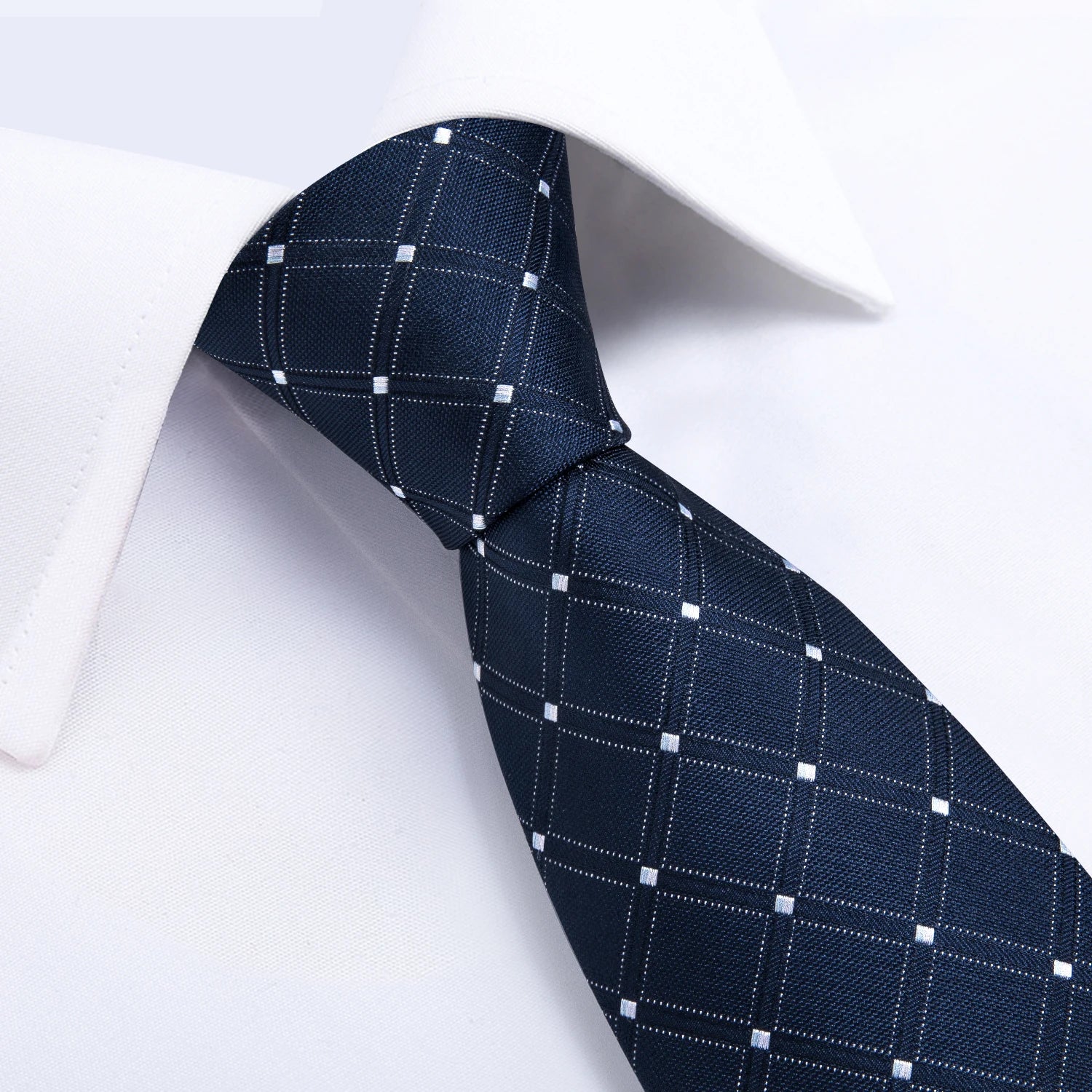 Gravata Masculina Poliéster Azul Marinho Poá com Acessórios